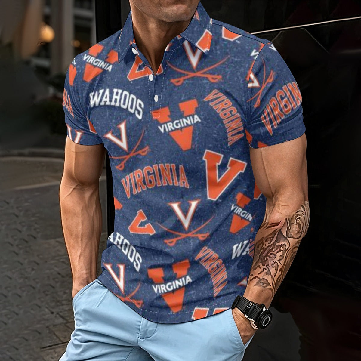 Virginia Cavaliers Men's Polo Shirt White sports streetwear apparel