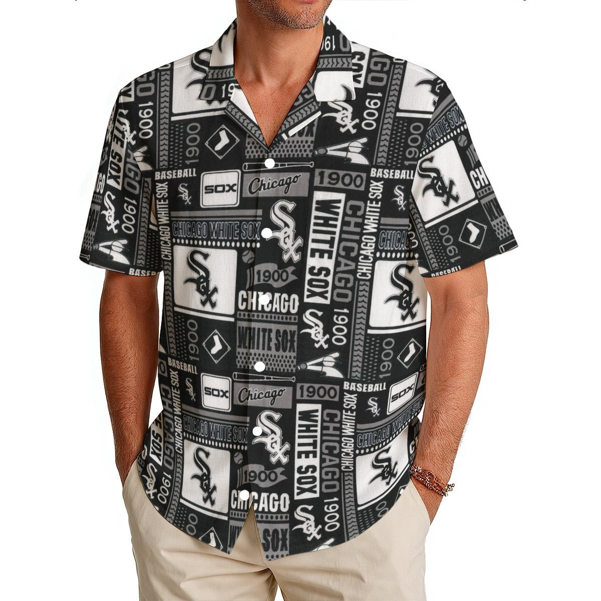 Chicago White Sox Men's Hawaiian Shirt|150GSM chicago white sox baseball fan apparel streetwear game day outfit