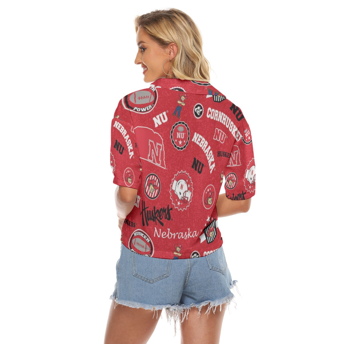 Nebraska Lincoln Cornhuskers Women's V-neck Shirts - Big Ten football apparel varsity sportswear product image 4.0