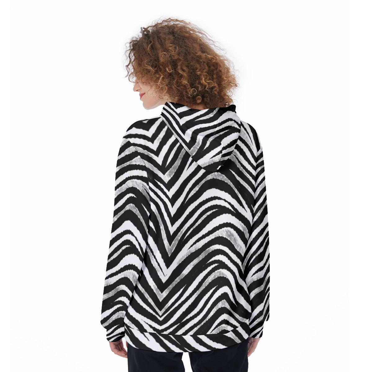 White Smoke Las Vegas Football Zebra Women’s Pullover Hoodie – Black and White Game Day Streetwear
