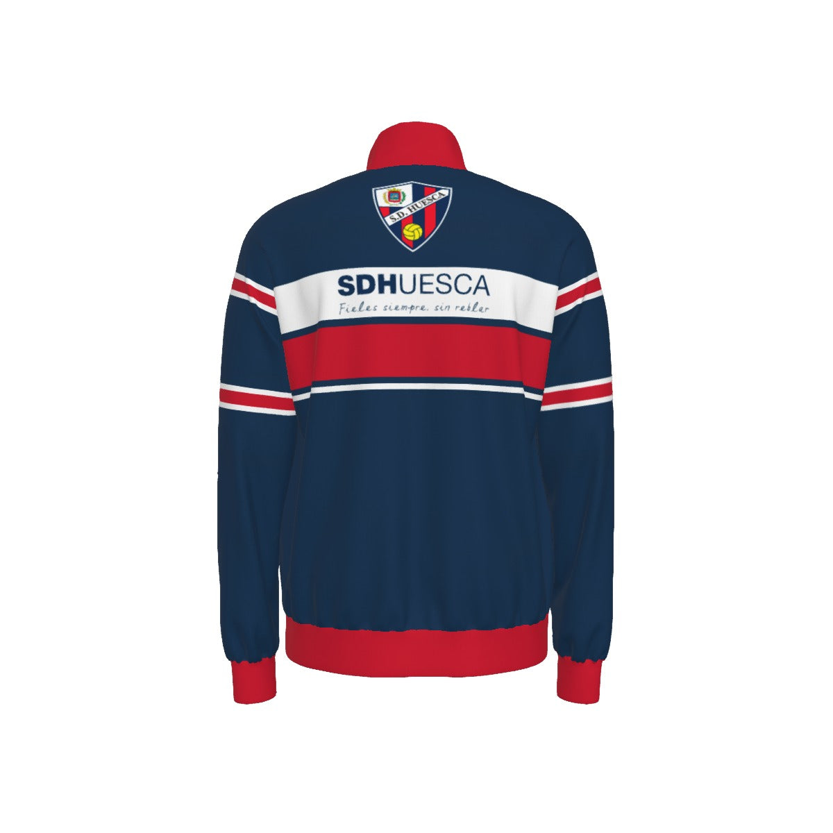 Dark Slate Gray Chaqueta deportiva SD Huesca retro azul y roja – chaqueta fútbol estilo 90s fan Huesca