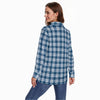 women navy plaid casual football shirt