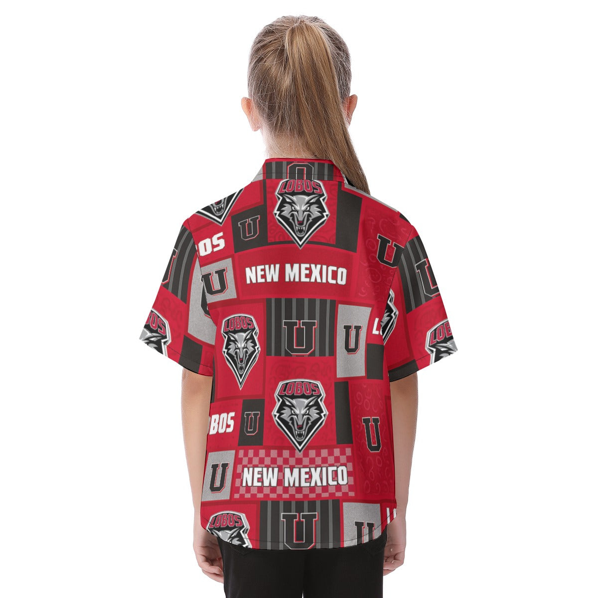 New Mexico Lobos Kid's Hawaiian Vacation Shirt White game day apparel