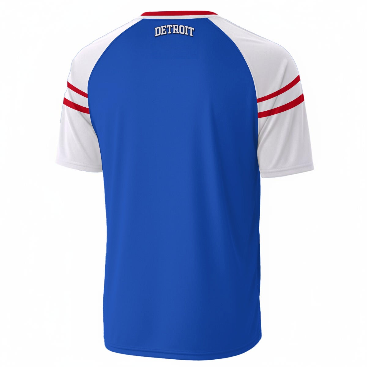 White Smoke Detroit Varsity T-Shirt – Blue, White and Red Urban Athletic Streetwear Tee