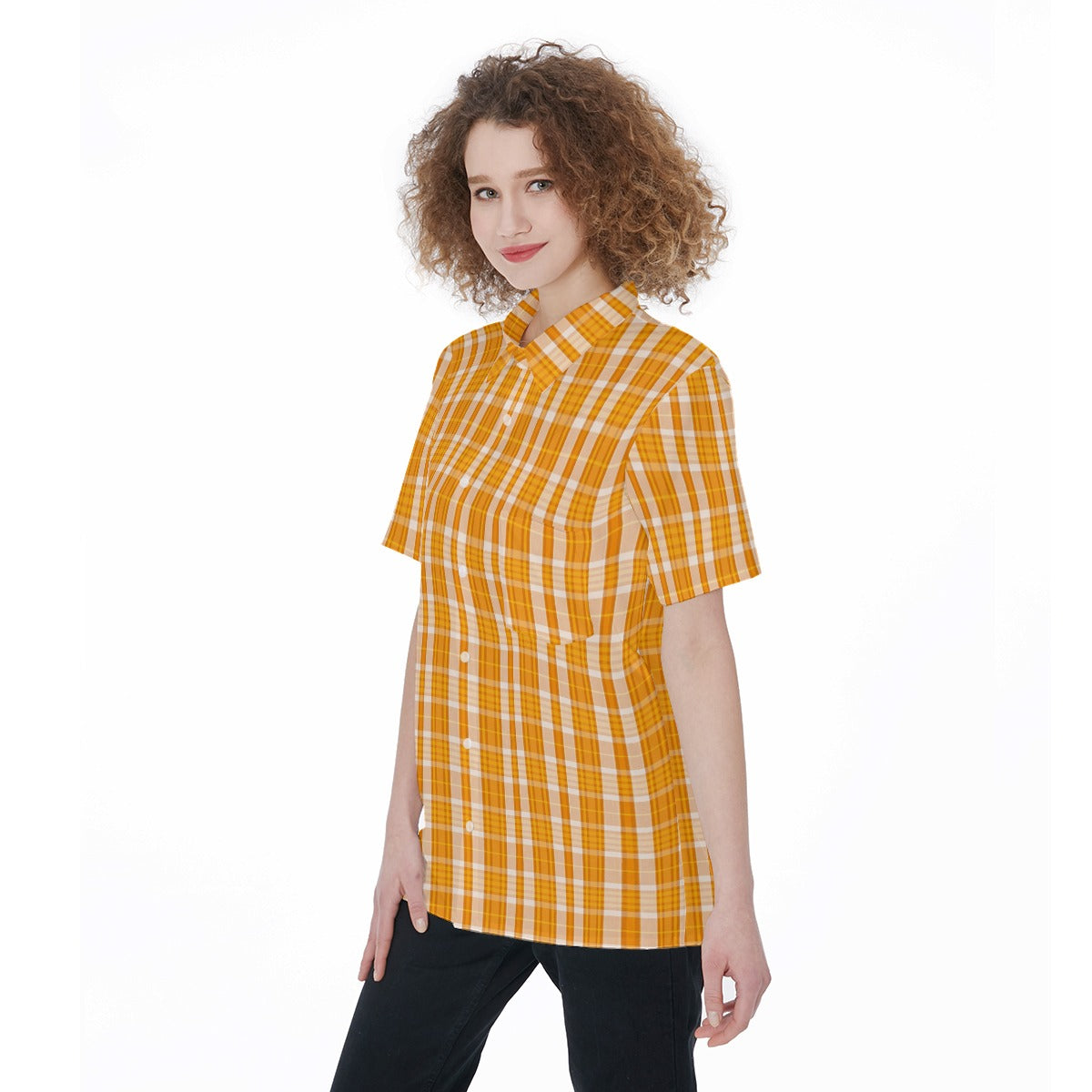 Tennessee Volunteers Orange White Plaid Womens Short Sleeve Shirt With Pocket 2 orange white plaid women fashion apparel