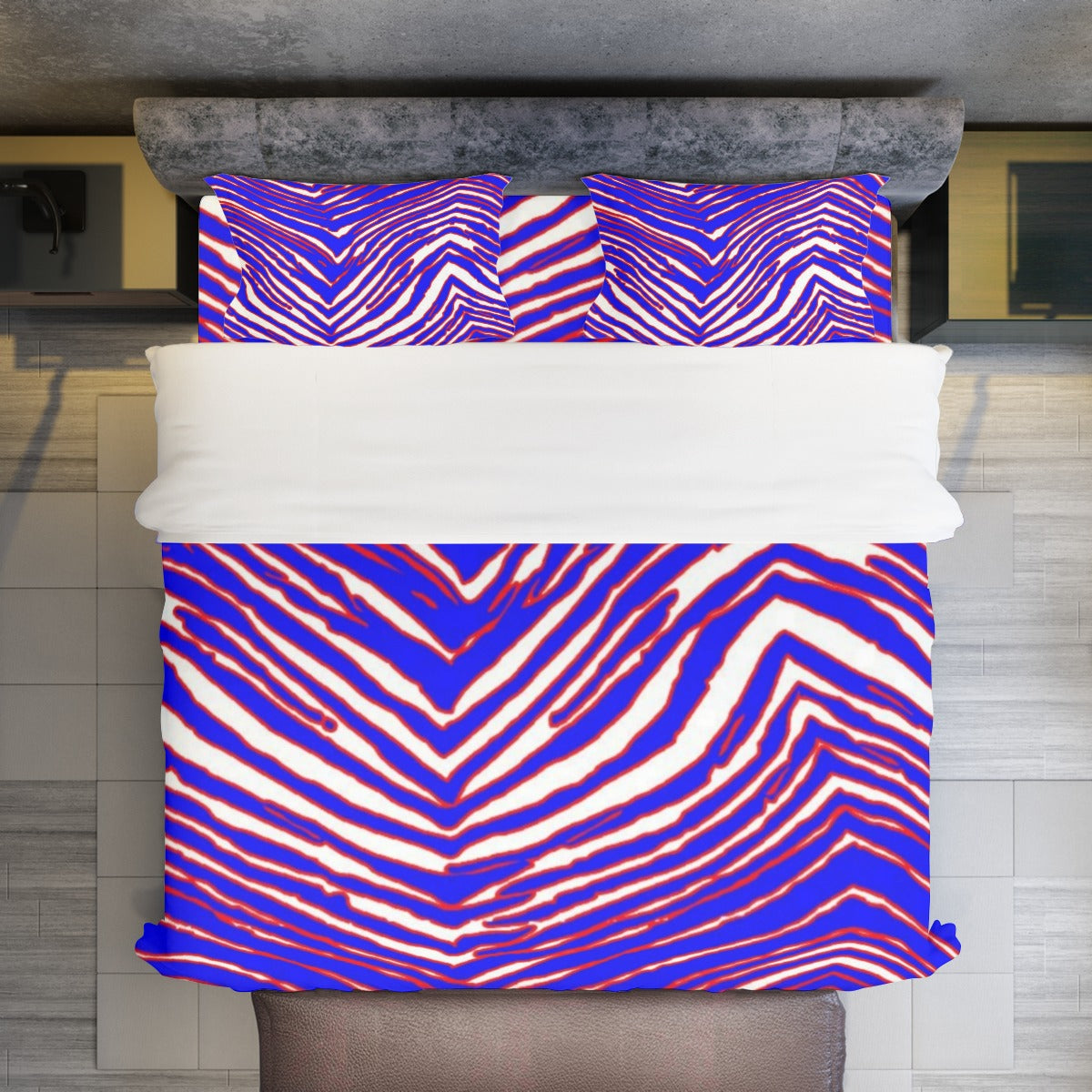 Lavender Four-piece Duvet Cover Set – Red Blue White Zebra Game Day Style