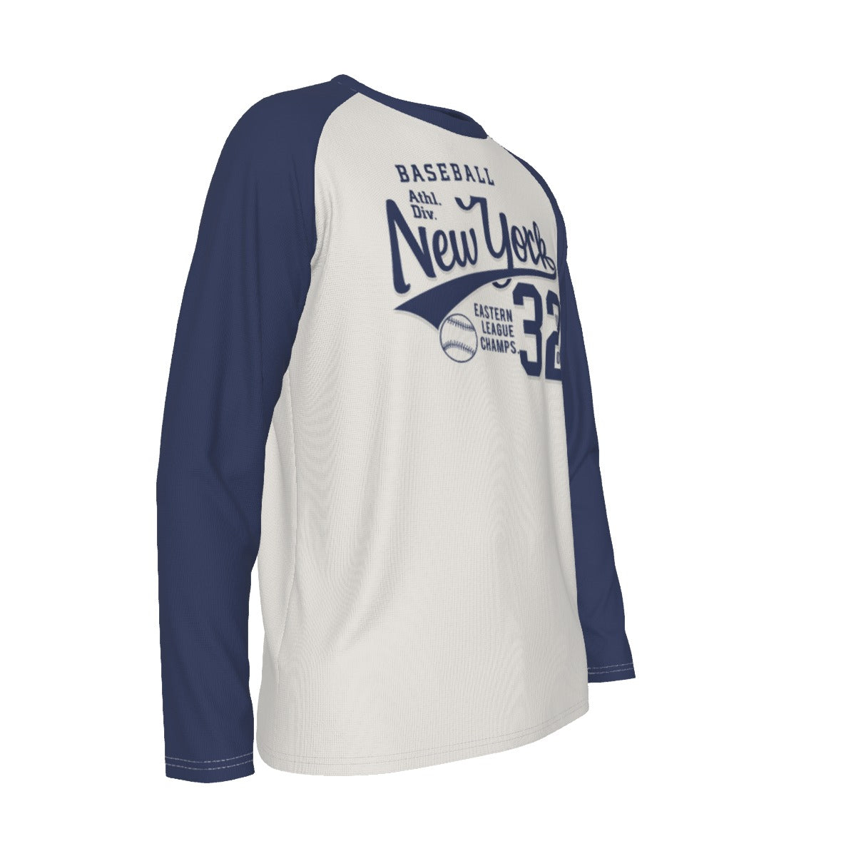 Light Gray New York Baseball Raglan Long Sleeve Shirt – White and Navy Varsity Athletic Design Est. 1903