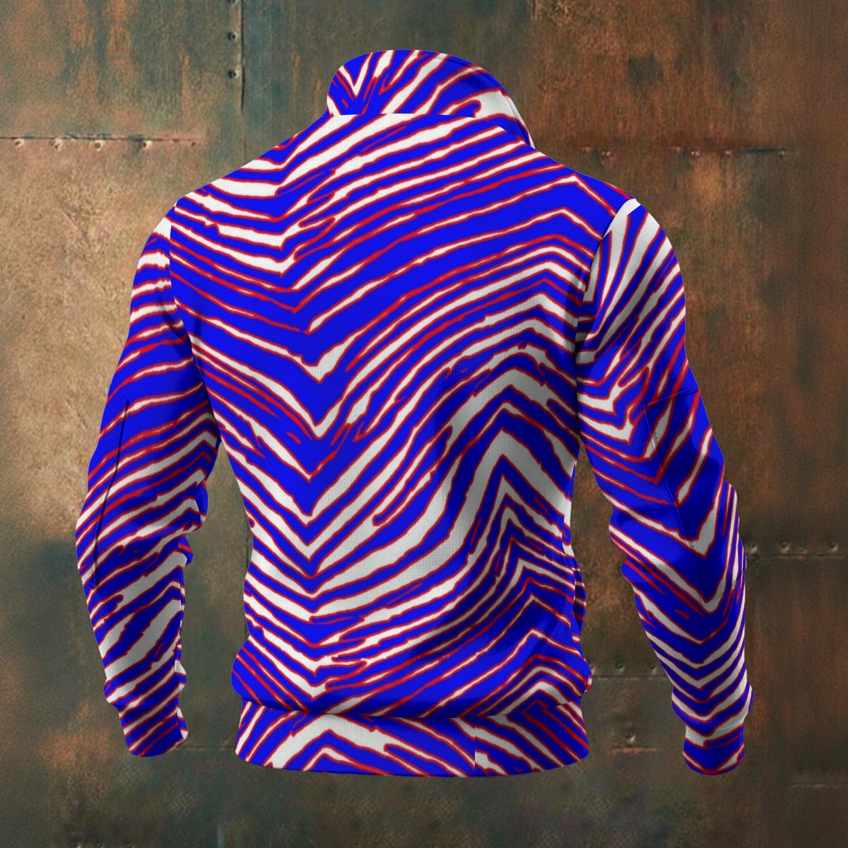 Buffalo Zebra Football Men’s Thick Knit Fleece Jacket – Retro Game Day Streetwear