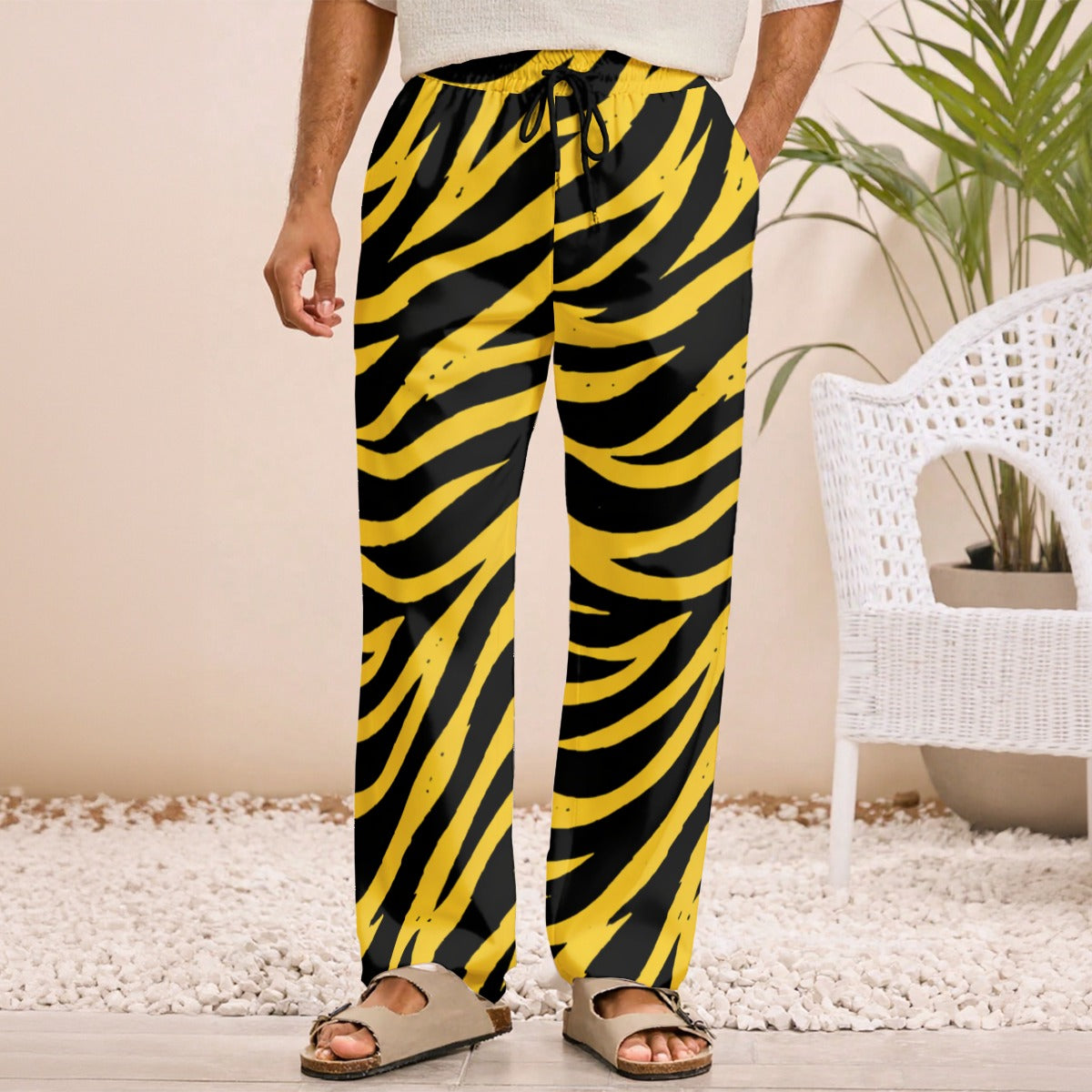 Pittsburgh Football Yellow Black Zebra Men's Straight pants – sportswear style, fan gear, image 1.0