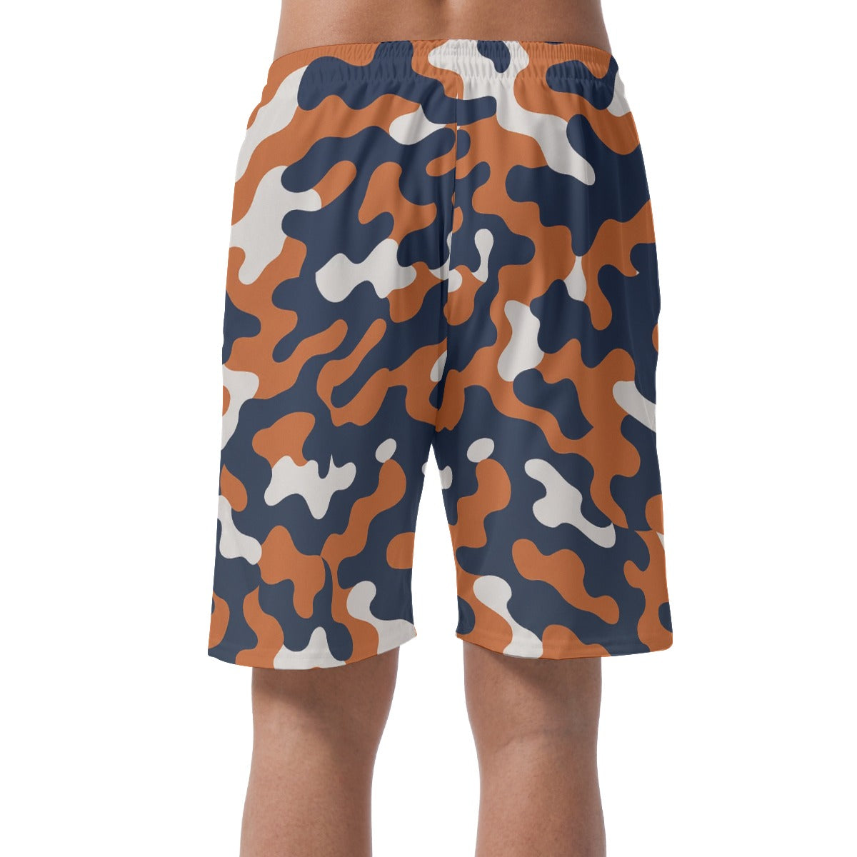 White Smoke Chicago Football Camo Athletic Shorts for Men – Navy Orange Game Day Shorts