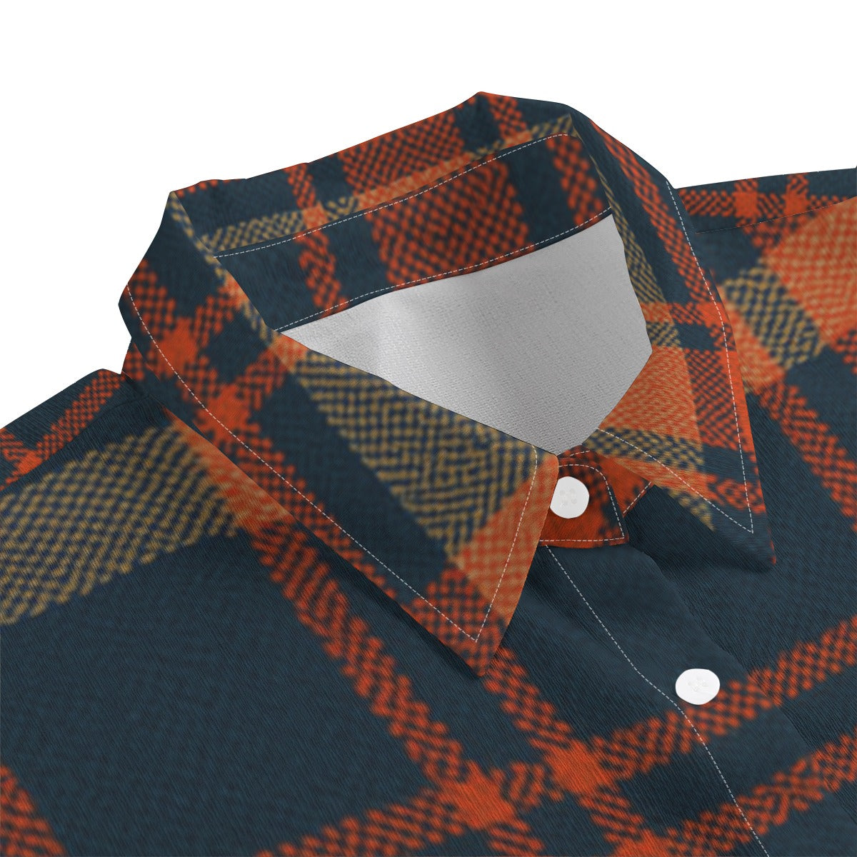 auburn tigers tartan plaid navy orange women's chiffon shirt with elbow sleeve navy orange tartan plaid game day fashion