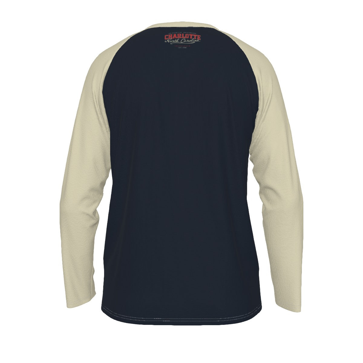 Dark Slate Gray Charlotte North Carolina Long Sleeve Shirt – Navy Cream Vintage Varsity College Tee
