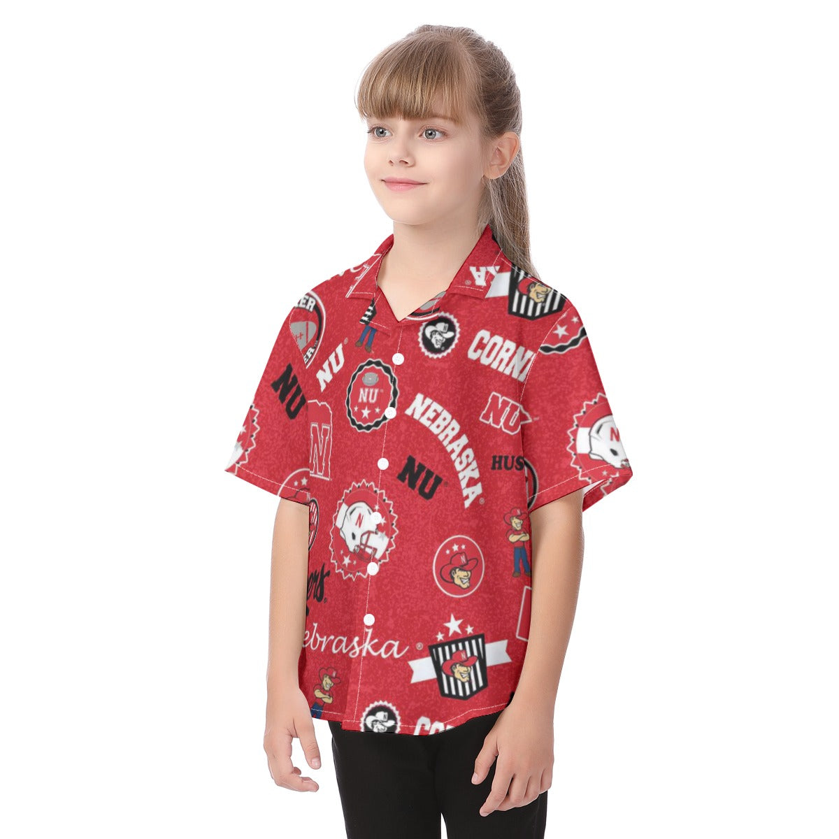 Nebraska Lincoln Cornhuskers Kid's Hawaiian Vacation Shirt - Big Ten football apparel varsity sportswear product image 3.0