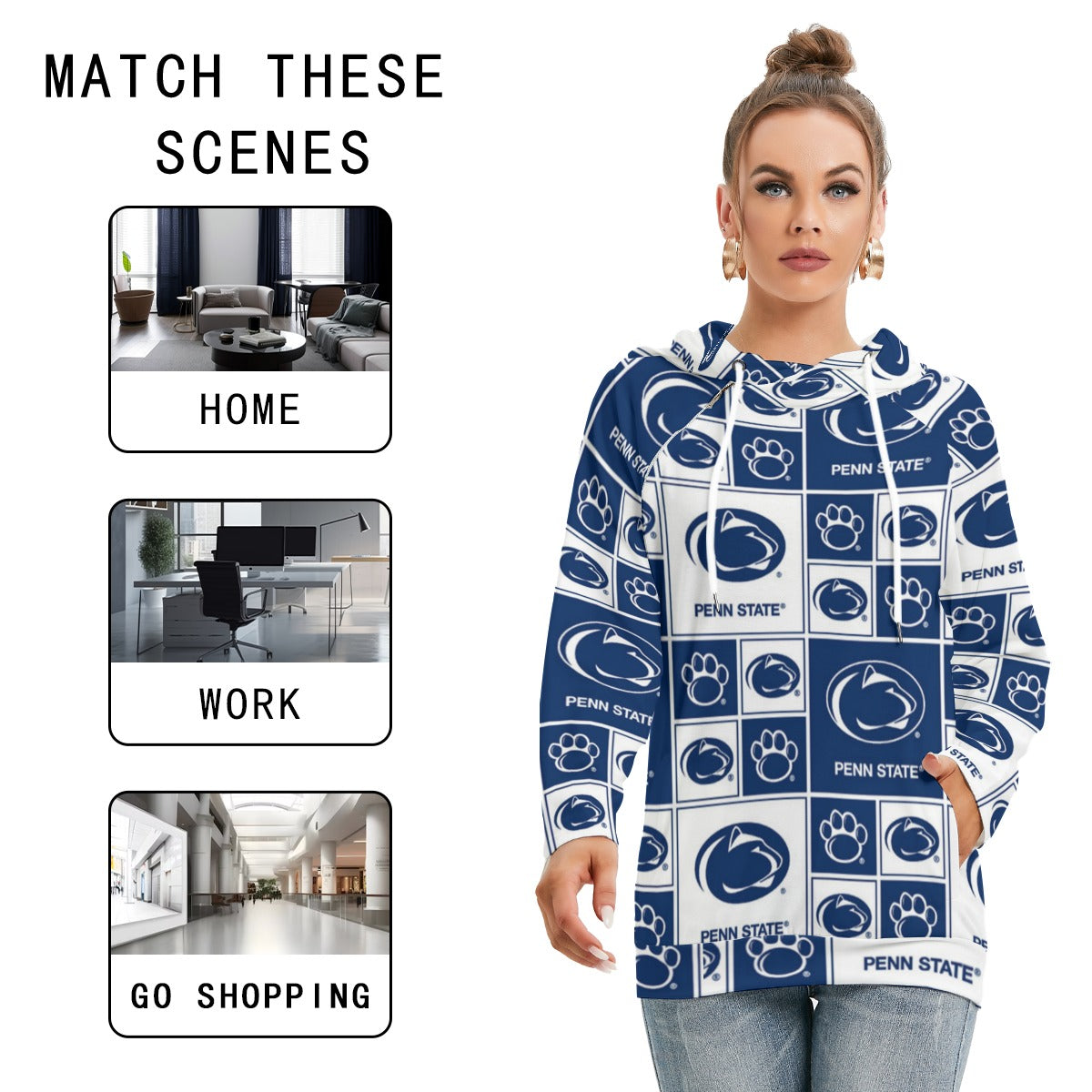 Penn State - Nittany Lions Women's Hoodie With Double Hood White varsity sports apparel