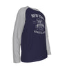 Dark Slate Gray New York Baseball Raglan Long Sleeve Shirt – Navy and Light Gray Varsity Athletic Tee Est. 1903
