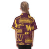 washington-commanders-kids-hawaiian-vacation-shirt burgundy gold football outfit side view
