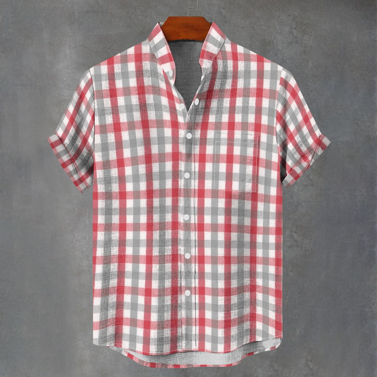 Alabama Football Stand Collar Shirt Men – Crimson Plaid 110GSM Lightweight Game Day Style – sportswear style, fan gear, image 1.0