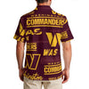 washington-commanders-mens-hawaiian-shirt-150gsm burgundy gold football outfit detail