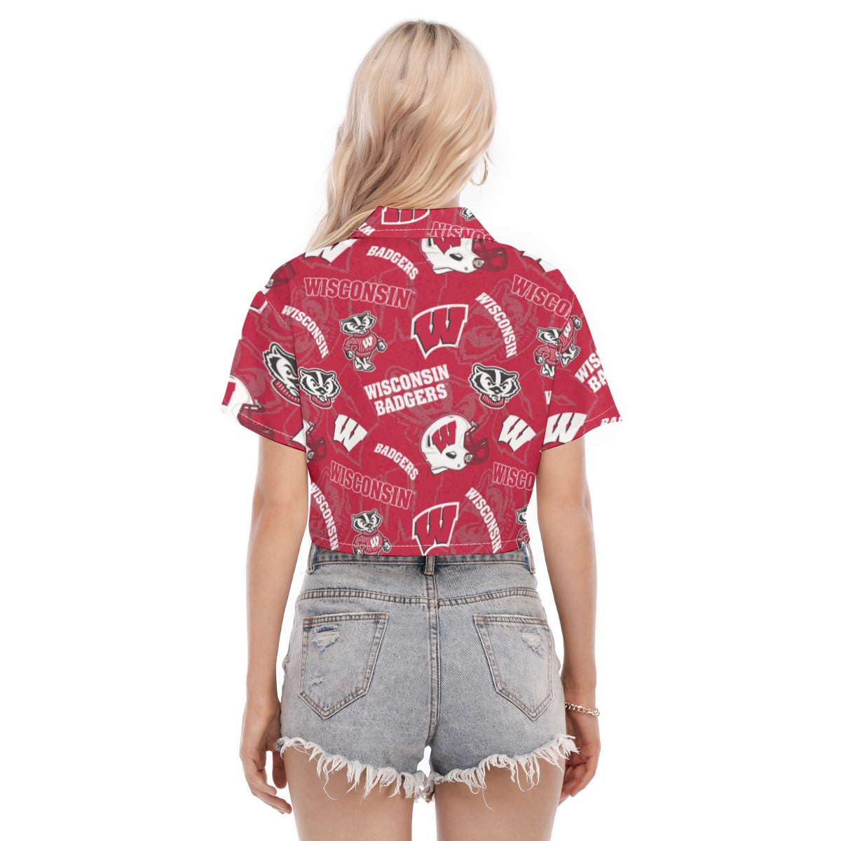 Wisconsin Madison Badgers Women's Cropped Shirt - Badgers football tee varsity sportswear product image 4.0