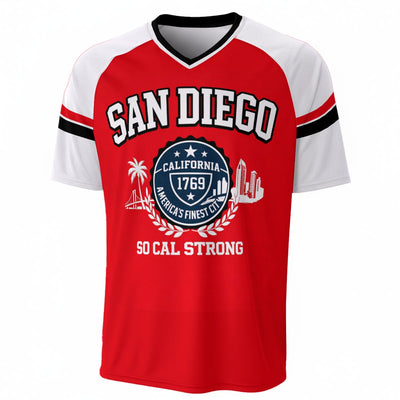 San Diego California 1769 T-Shirt – Red White Black Coastal Streetwear Tee for Everyday Wear – casual fan outfit, breathable comfort wear, image 1.0