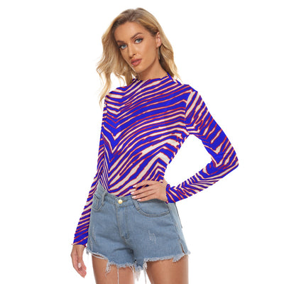 Vuffalo Women's Mesh T-shirt – Red Blue White Zebra football Game Day Style – game day outfit, football shirt, image 1.0