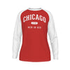 Chicago Men in Red Shirt – Red and White Long Sleeve Raglan Game Day Tee – breathable comfort wear, fan gear, image 1.0