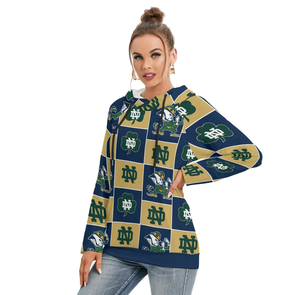 Notre Dame - Fighting Irish Women's Hoodie With Double Hood White varsity sports apparel