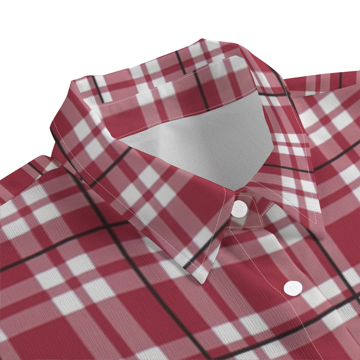 Alabama Crimson Tide Tartan Plaid Crimson White Women's Chiffon Shirt With Elbow Sleeve