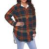 auburn tigers tartan plaid navy orange women's shirt with long sleeve(plus size) navy orange tartan plaid game day fashion