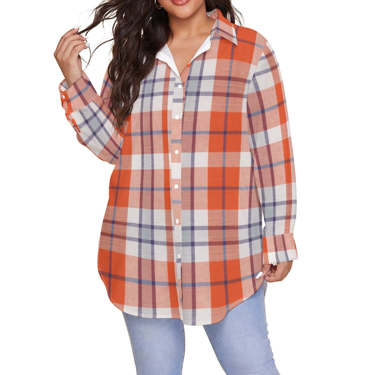 auburn tigers tartan plaid orange navy  women tartan plaid game day shirt