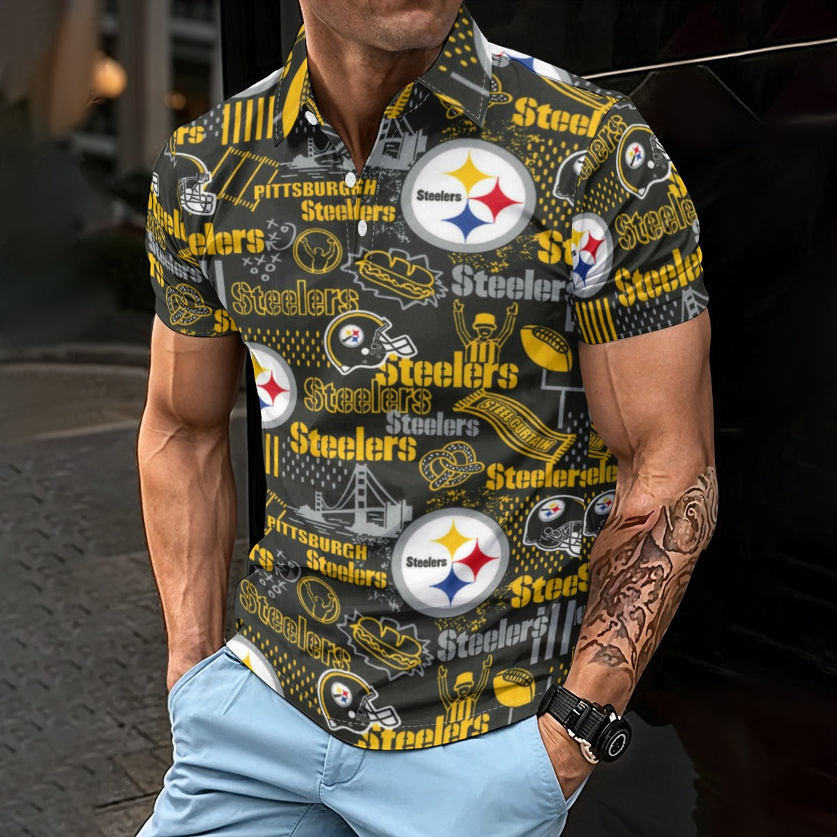 Pittsburgh Steelers Men's Polo Shirt – casual fan outfit, football shirt, image 714