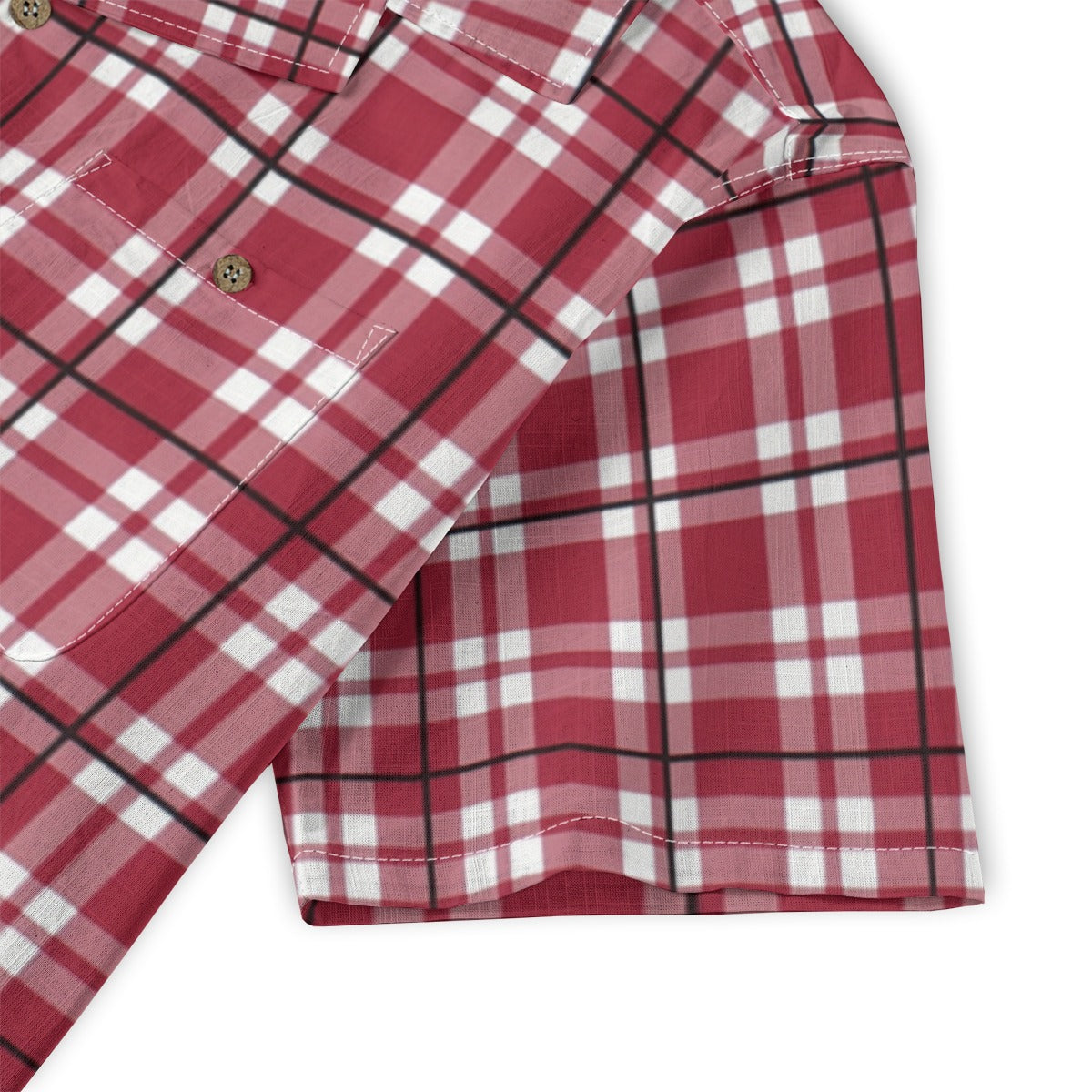 White Smoke Alabama Football Hawaiian Shirt Men – Crimson Plaid Short Sleeve 125GSM Cotton