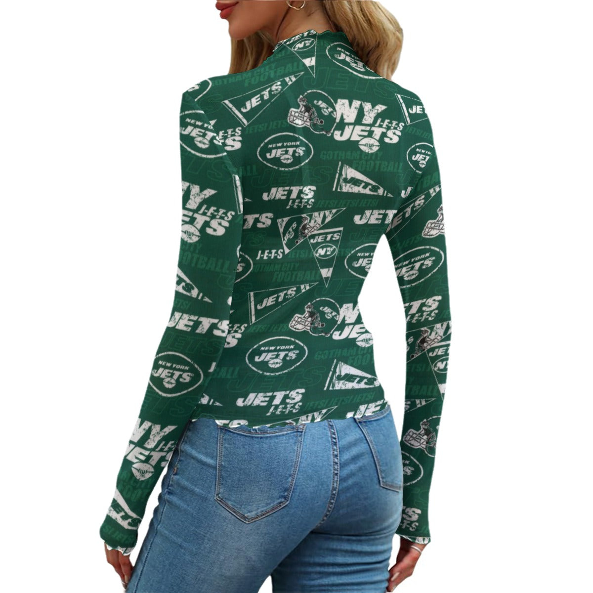 new-york-jets-womens-mesh-t-shirt green white football outfit detail