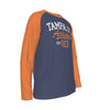 Dark Slate Gray Tampa FL Athletics EST 813 Navy and Orange Long Sleeve Shirt Men Varsity Raglan Tee