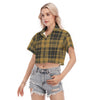 colorado buffaloes tartan plaid black gold women's cropped shirt women tartan plaid game day shirt