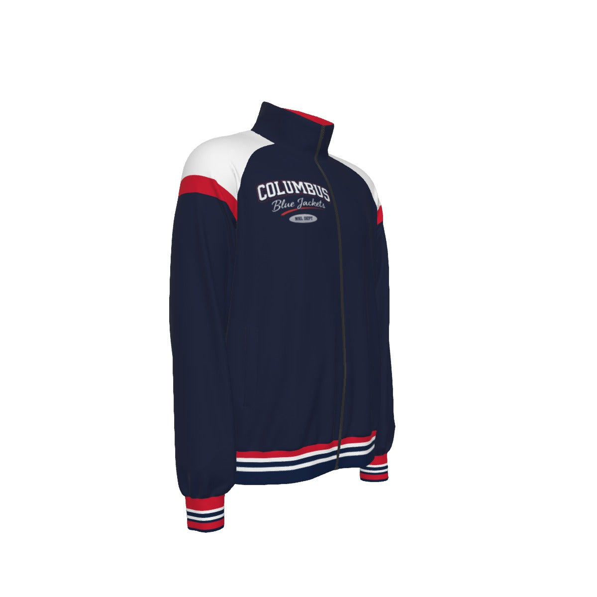 Dark Slate Gray Columbus Blue Red Varsity Bomber Jacket for Men and Women – Retro Hockey Style Game Day Jacket