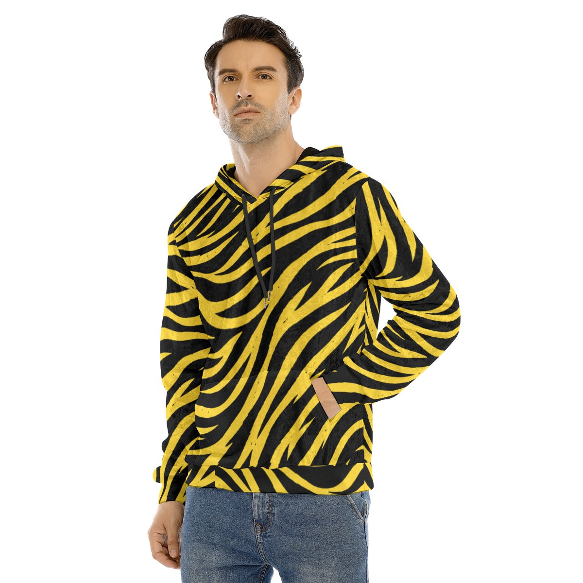 White Smoke Pittsburgh Football Yellow Black Zebra Men’s Velvet Pullover Hoodie – Game Day Streetwear