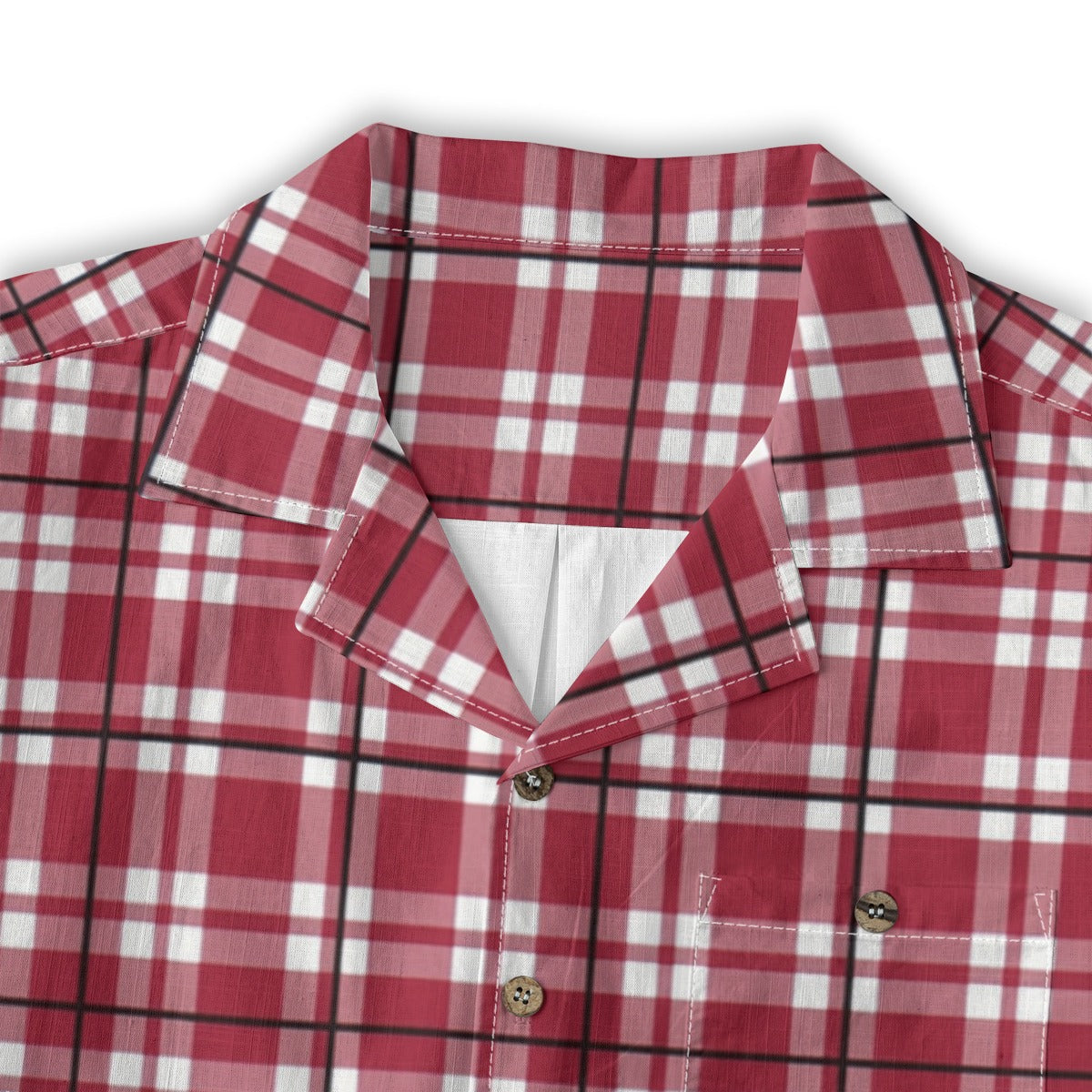 White Smoke Alabama Football Hawaiian Shirt Men – Crimson Plaid Short Sleeve 125GSM Cotton