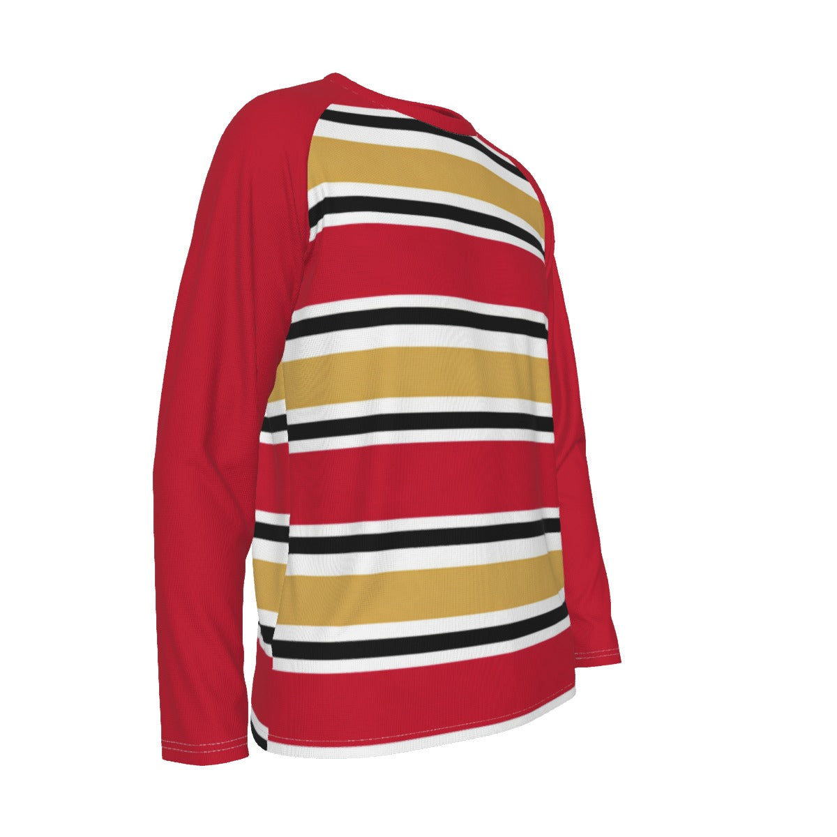 White Smoke The San Francisco Football Striped Men’s O-Neck T-Shirt is designed for fans who love bold football-