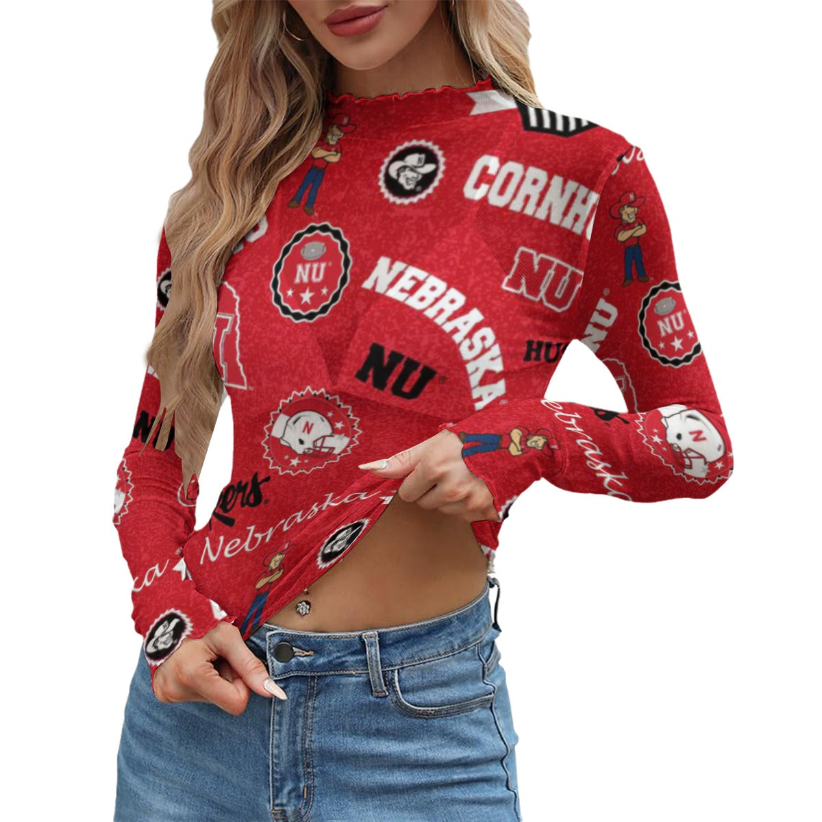 Nebraska Lincoln Cornhuskers Women's Mesh T-shirt - Big Ten football apparel varsity sportswear product image 1.0