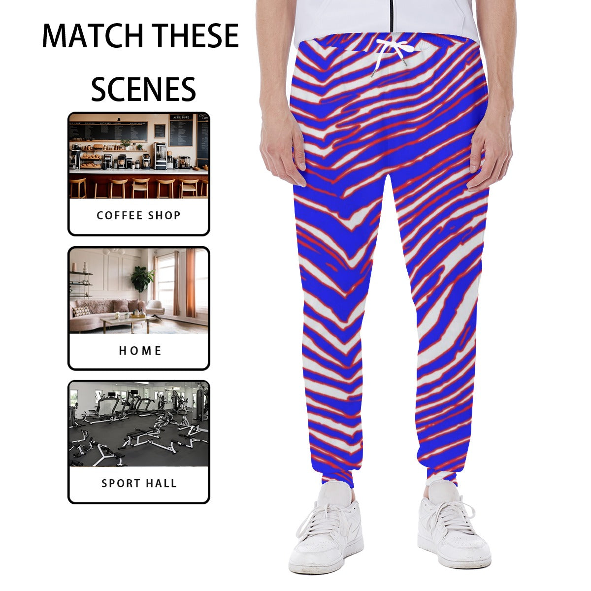 White Smoke Buffalo football zebra game day  Men's Sweatpants