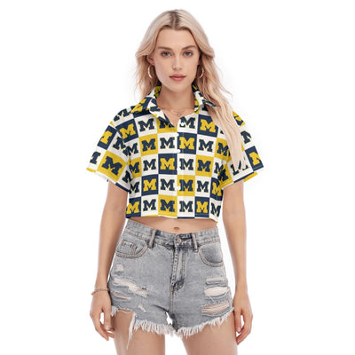 Michigan Wolverines Women's Cropped Shirt White varsity sports apparel