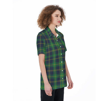 Notre Dame Fighting Irish Green Navy Gold Plaid Womens Shirt 7 green navy gold plaid women fashion apparel