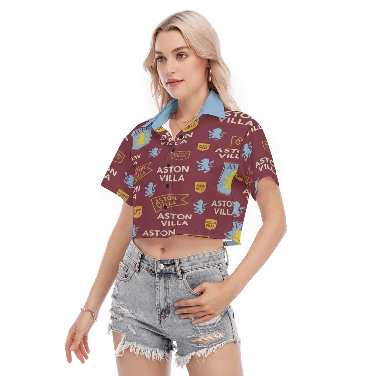Aston Villa Women's Cropped Shirt streetwear fashion product image 3