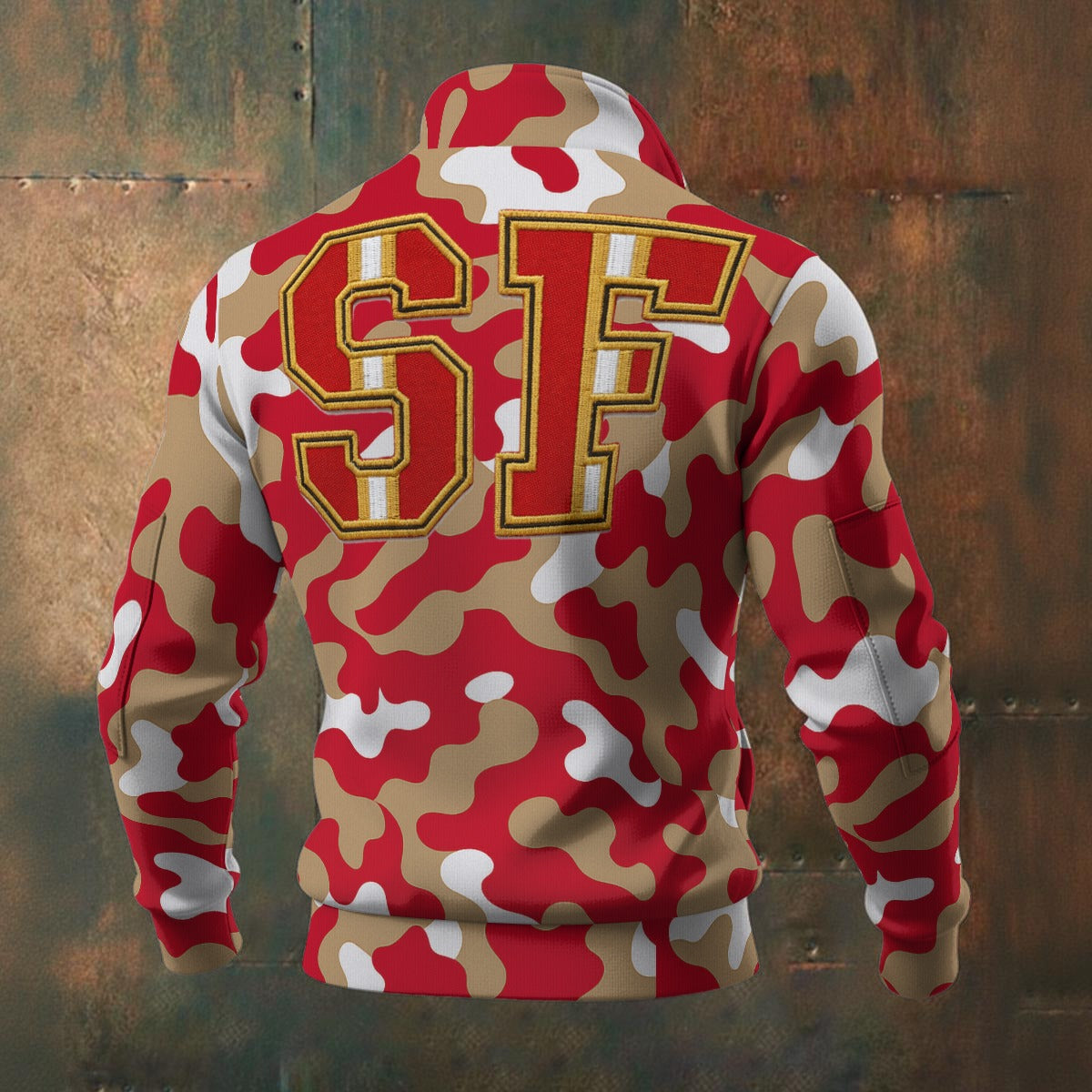 Dark Slate Gray San Francisco Football Camo Men's Thick Knit Fleece Jacket
