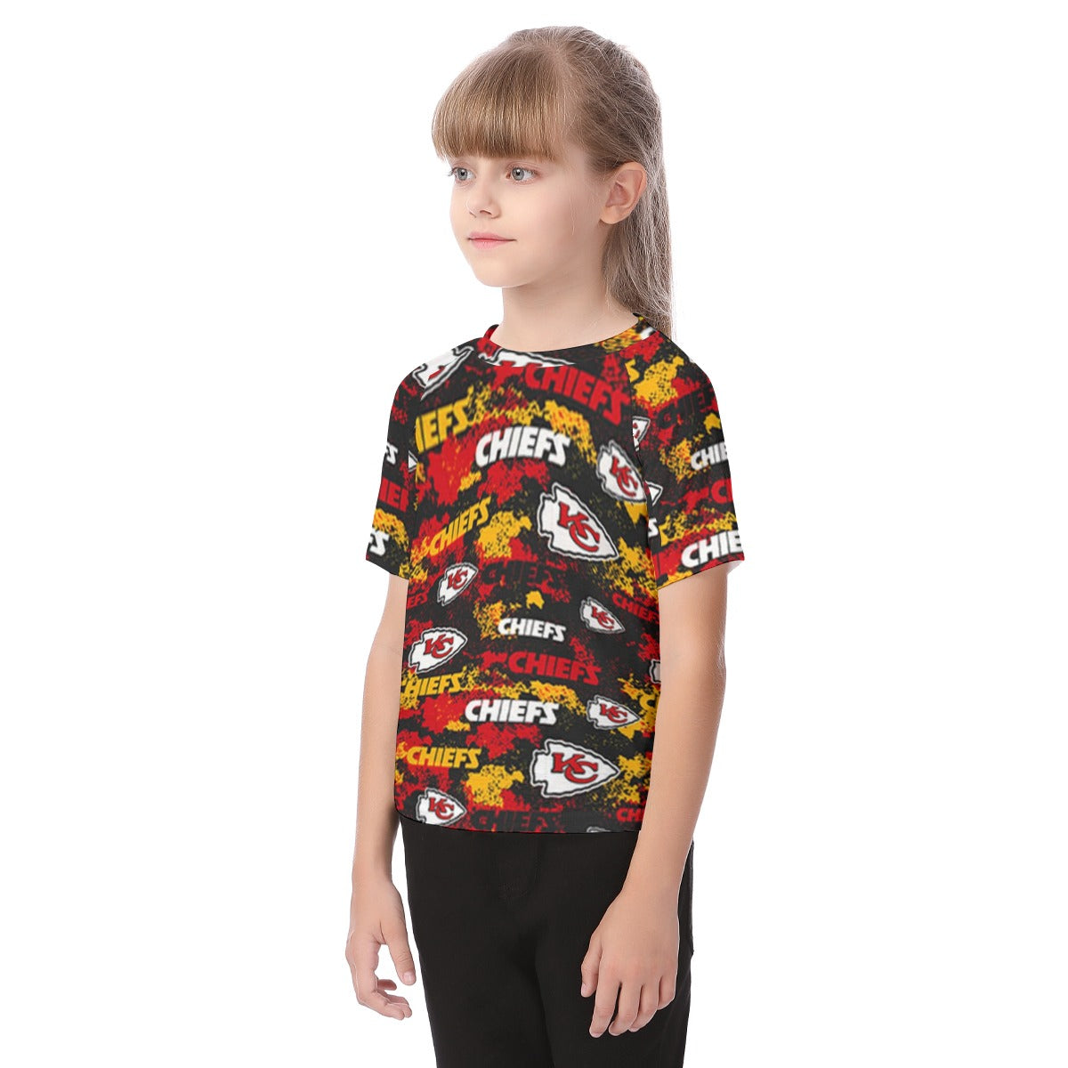 kansas-city-chiefs-kids-raglan-sleeve-t-shirt red gold football outfit image 3.0