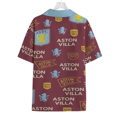 Aston Villa Men's Faux Linen Hawaiian Shirt
