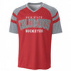 Columbus Buckeyes Red and Grey Football Shirt – Ohio State Style Retro Game Day V Neck Tee White game day varsity apparel