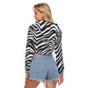 White Smoke Las Vegas Football Zebra Women's Crop Top Hoodie|Velvet – Black and White Game Day Streetwear