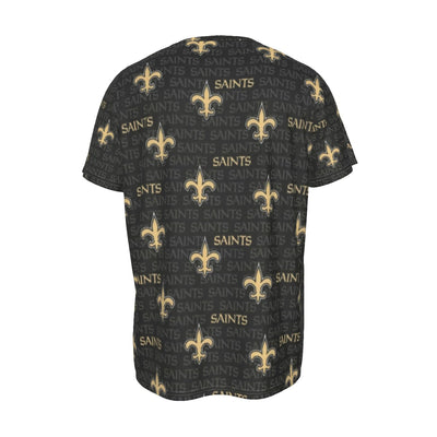 new-orleans-saints-short-sleeve-t-shirt black gold football detail fabric breathable